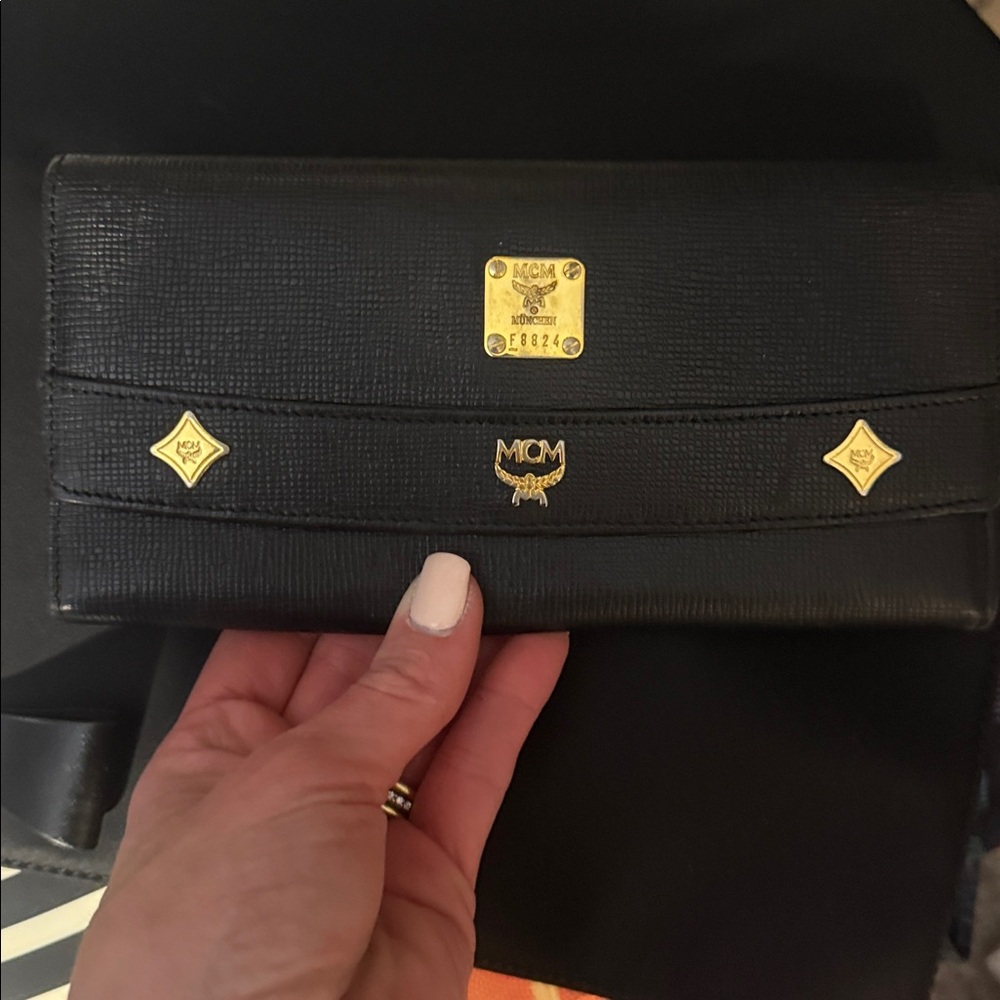 42- MCM Black Leather Long Wallet